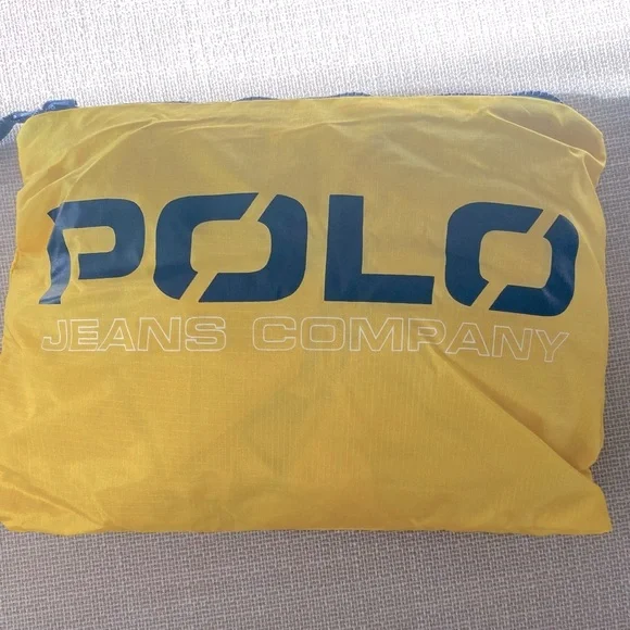 🏇🏽💛Polo Ralph Lauren Jeans Packable Windbreaker Jacket Yellow Blue Size M - Picture 2 of 12